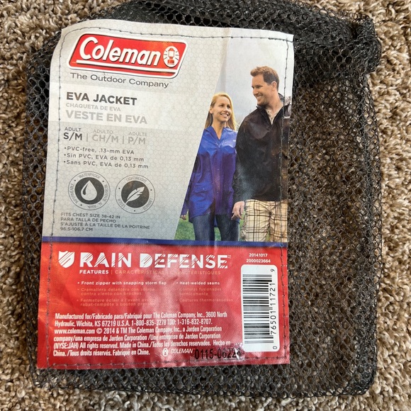 Coleman Black Unisex Rainwear Set Jacket Pants Medium Waterproof Camping Hiking - Picture 4 of 12